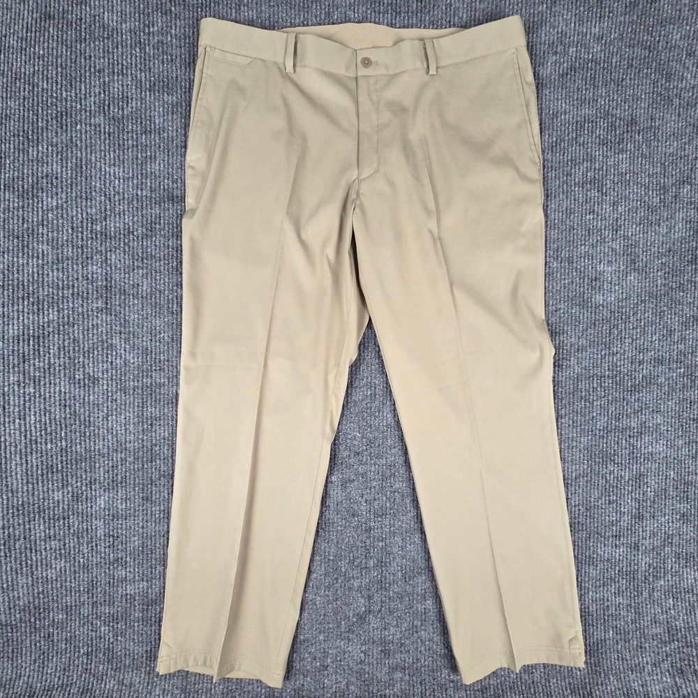 Nike Dri Fit Mens Golf Pants Tan Khaki Size 40x30 Straight Leg Flat Front